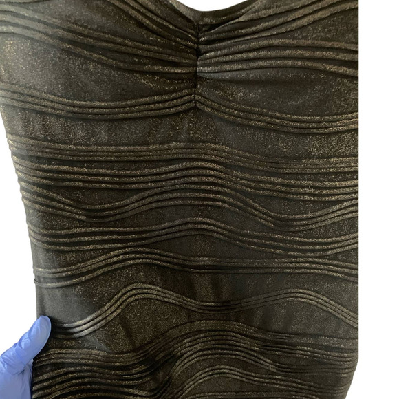 Wet Seal Black Gold Strapless Sleeveless‎ Sequin Waves Dress Size S - Picture 4 of 7